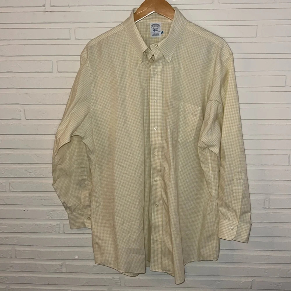 Brooks Brothers Yellow Checkered Cotton The Original Polo Shirt, Men’s Size XXL